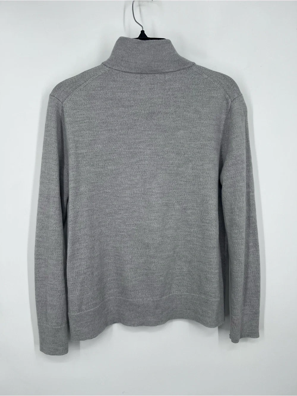 Banana Republic Pale Heather Grey Merino Wool Half Zip Pullover Sweater
